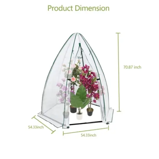 Portable Greenhouse for Outdoor Plants, Heavy Duty Hexagonal Green House with PE Cover, Zippered Door & Mesh Window, Plant Protector for Vegetables image {2}