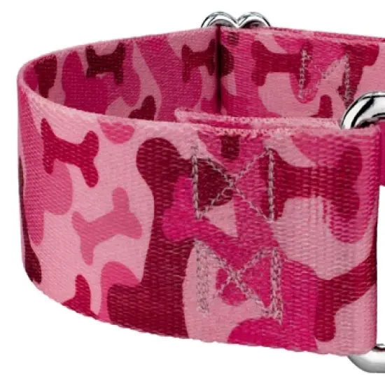 Country Brook Petz 1 1/2 Inch Pink Bone Camo Martingale Dog Collar image {3}