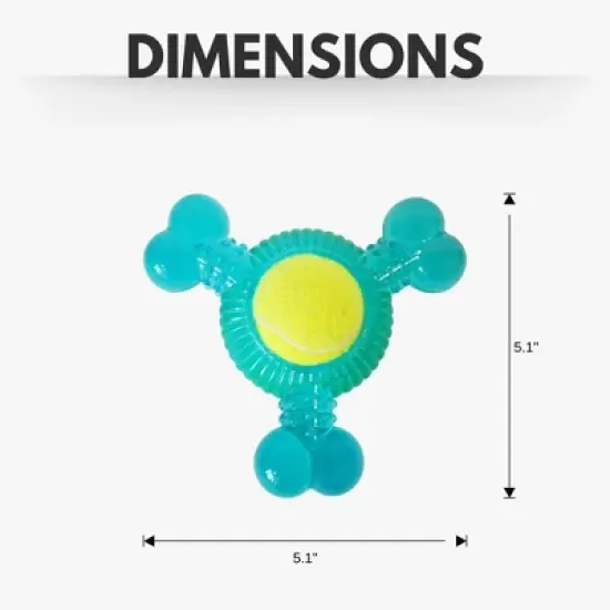 American Pet Supplies 3-Bone Tennis Ball Dog Chew Toy &ndash; TPR, Squeak, Oral Health Support, Removable Balls & Interactive Play image {2}