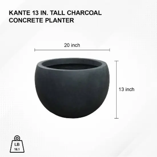 Rosemead Home & Garden, Inc. Concrete Outdoor Planter Pot with Drainage Hole Black 20"x20" image {6}