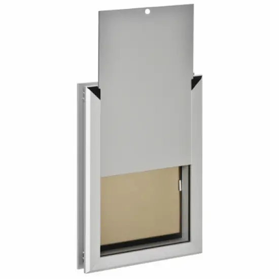 PawHut 2 Way Locking Dog Door, Aluminum Doggy Pet Door for Wall, Fast Installation, with Magnetic Closure, Locking Panel, Weatherproof, Insulating image {5}