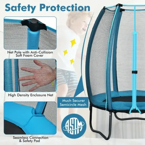 Costway 4ft Kids Trampoline Recreational Bounce Jumper W/Enclosure Net Outdoor Indoor image {6}