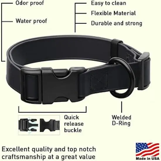 Dogline Biothane Waterproof Collar with QR Buckle Black image {4}