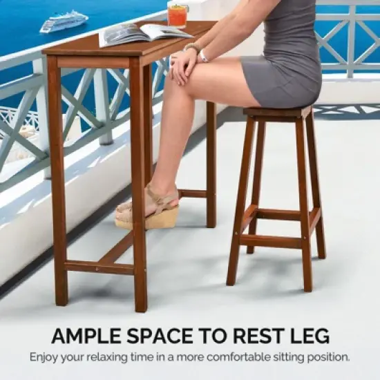 Karl Home Patio Fir Wood Brown Bar Table image {4}