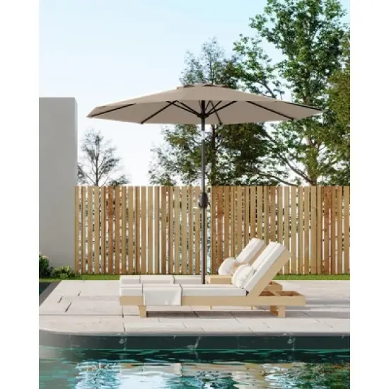 Garvee 9FT Patio Umbrella Outdoor with Push Button Tilt and Crank, 8 Sturdy Ribs UV Protection Waterproof for Garden, Pool, Brown image {6}