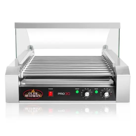 Olde Midway Electric Hot Dog Roller Grill Machine with Glass Cover, Commercial Grade image {2}