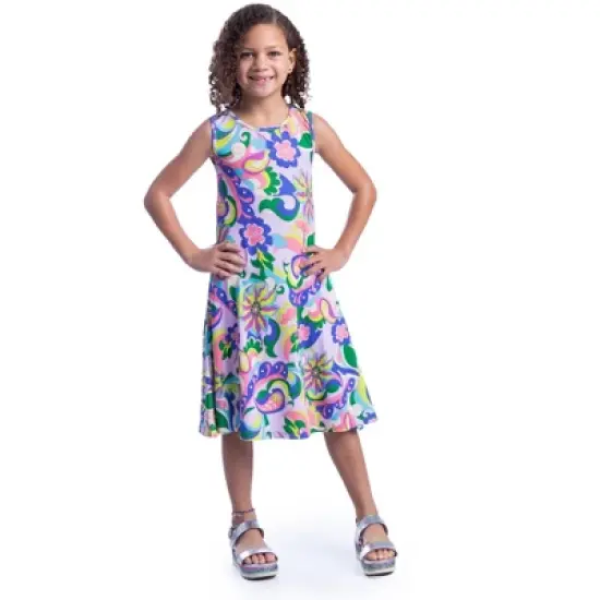 24seven Comfort Apparel Colorful Girls  Floral Sleeveless With Pockets Short Dress image {6}