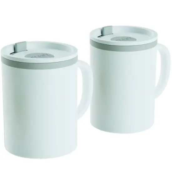 Copco Iconic 16oz Double Wall Insulated Desk Mug with Lid & Handle, Set of 2, BPA-Free Reusable Plastic, Spill-Proof - (Grey) image {7}