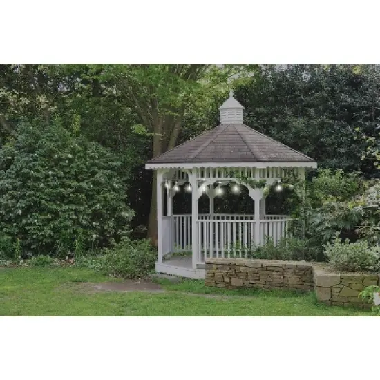 24ct Classic Caf&eacute; Integrated LED Bulb Outdoor String Lights White - White Wire - Enbrighten image {5}