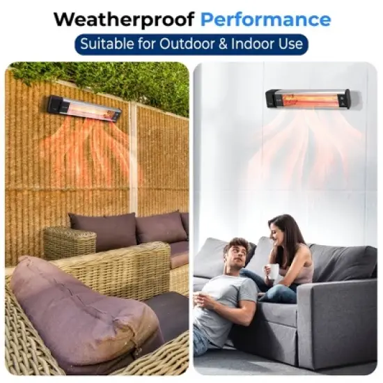 SereneLife 1500- Watt Aluminium Alloy Remote Control Ceiling and Wall Patio Heater with High Rated Aluminum Reflector image {4}