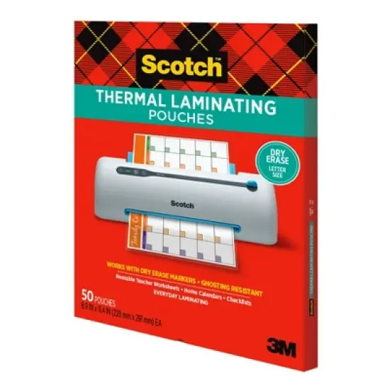 Scotch&reg; Dry Erase Thermal Laminating Pouches - 50 Count image {1}