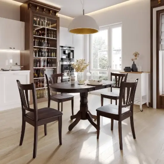 Dillon Extendable Oval Pedestal Dining Table Dark Brown - CorLiving image {1}