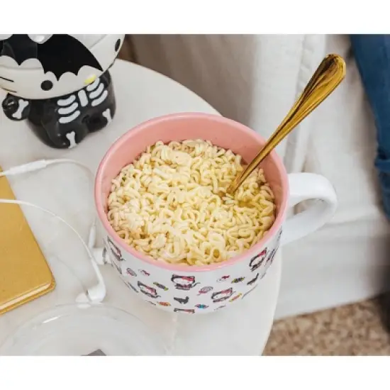 Silver Buffalo Sanrio Hello Kitty Black Cat Ceramic Soup Mug With Vented Lid | Holds 24 Ounces image {6}