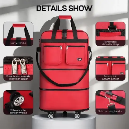 New York Xpress MEX-30,36,40, Expandable Foldable Rolling Duffel Bag with Removable Spinner Wheels image {14}