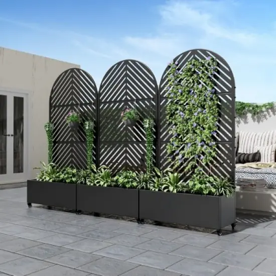 PexFix Arched Outdoor Metal Trellis with Planter Box image {1}