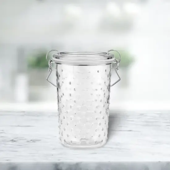 Amici Home Gemma Hobnail Glass Clamp Storage Jar/Canister, Clear image {1}