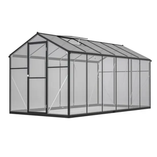 CAVINAS Polycarbonate Greenhouse with UV Protection Walk-in Storage Shed with Adjustable Vent Window image {5}