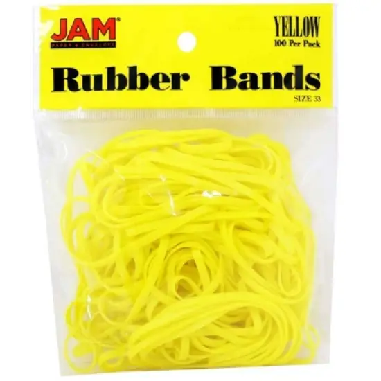 JAM Paper 100pk Colorful Rubber Bands - Size 33 - Yellow image {4}