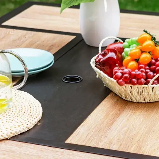 7pc Patio Dining Set with 360 Swivel Chairs & Rectangle Steel & Plastic Tabletop - Captiva Designs image {6}