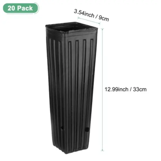 Unique Bargains Plastic Deep Drainage Holes Indoor Outdoor Gardening Plant Nursery Pots Black image {2}