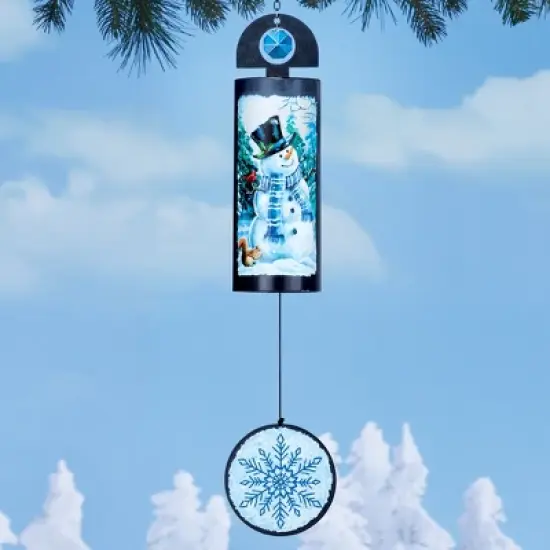 Collections Etc Snowman Cylinder Outdoor Holiday Wind Chime 3.75 X 3 X 25 image {1}