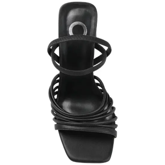 Journee Collection Womens Hera Open Square Toe High Block Heel Sandals image {3}