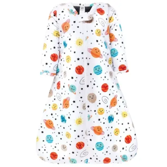 Hudson Baby Boys Long Sleeve Plush Faux Fur Sleeping Bag, Wearable Blanket, Happy Planets image {2}