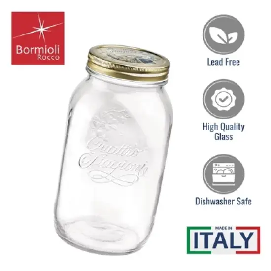 Bormioli Rocco Quattro Stagioni Mason Jar - One-Piece Twist Top Lid, Beehive Motif - Embossed Glass Container, BPA-Free, Made in Italy image {3}