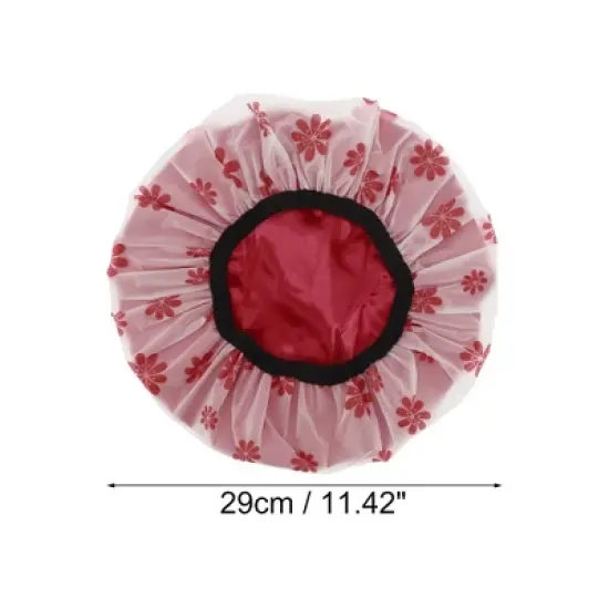 Unique Bargains Women Durable Snowflake Shower Cap Red 1 Pc image {1}