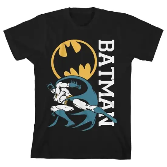 Batman Sliding Boy's Black T-shirt Toddler Boy to Youth Boy image {4}