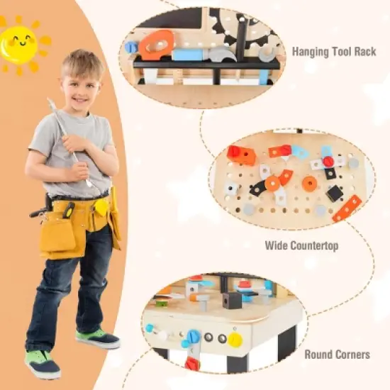 Costway Kids Tool Bench, Pretend Play Workbench with Tools Set & Realistic Accessories image {8}