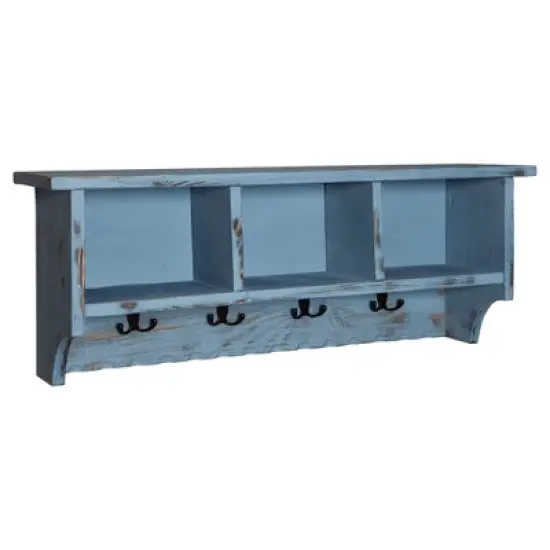 Country Cottage Antiqued Wood Coat Hooks and Storage Bench Set - Alaterre Furniture image {2}