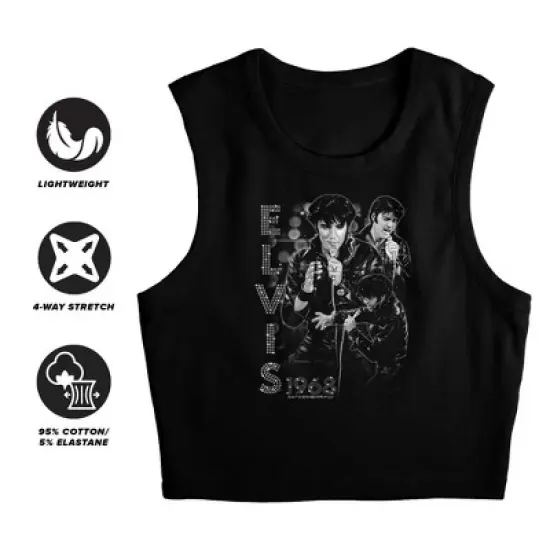Women's Elvis Presley Leathered Sleeveless Crop Top Tank image {2}