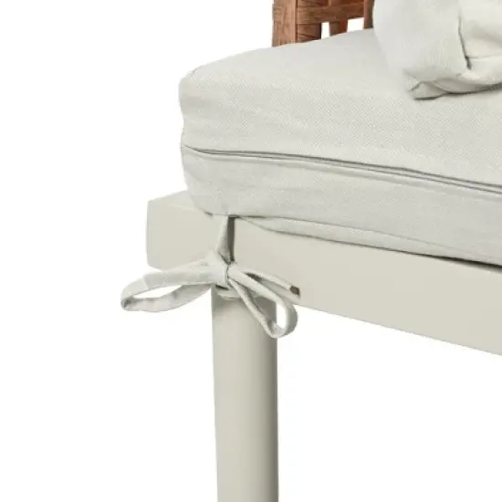 6/8-Piece Patio Set Outdoor Sofa Set Half Moon Outdoor Sectional Sofa with 2 Coffee Tables, Pillows, Cushions, PE Wicker Rattan, Beige/Gray-ModernLuxe image {15}