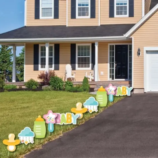 Big Dot of Happiness Colorful Baby Shower - Bottle, Rattle, Pacifier, Rain Cloud Lawn Decor - Outdoor Gender Neutral Party Yard Decorations - 10 Piece image {2}