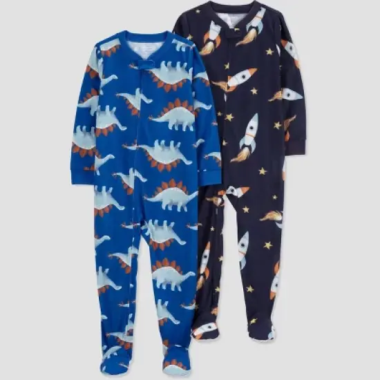 Carter's Just One You&reg;️ Toddler Boys' 2pk Spaceships and Dinos Footed Pajama - Blue image {3}