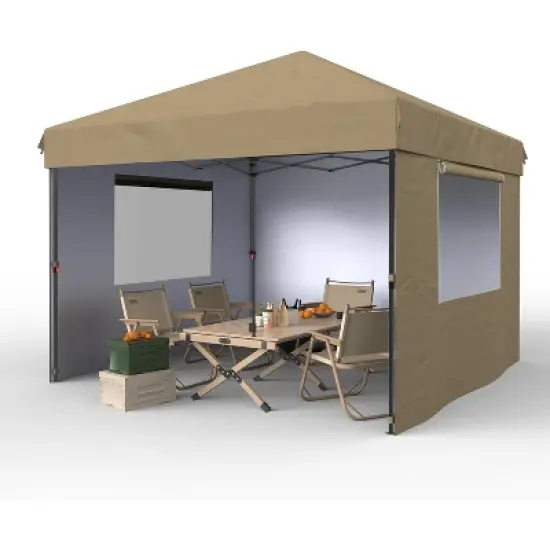 10x10 Pop Up Canopy with 3-Sidewall, Outdoor Tent with Portable Roller Bag - 3 Adjustable Height, 4 Weight Bags for Garden, Sports, Beach image {13}