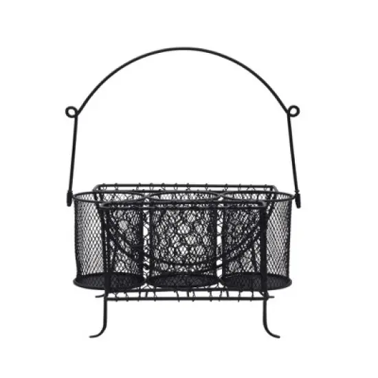 Mikasa Gourmet Basics Farmer's Market Picnic Caddy - Expandable Flatware Organizer - Iron Wire Frame with Compartments - Portable Drawer Organizer image {2}