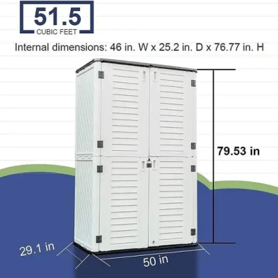4.17 ft. W x 2.42 ft. D Durable Resin Double layered Storage Shed, Weather-Resistant Outdoor Storage Cabinet for Home, Patio and Garage image {1}