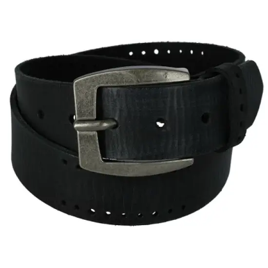 CTM Men's Distressed Leather Bridle Belt with Perforations image {2}