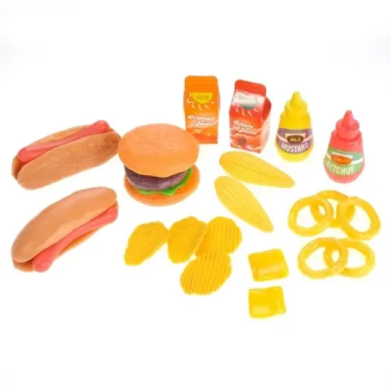 Link Worldwide Kitchen Fun Burgers & Hot Dogs Fast Food Deluxe Cooking Play Set Comes With 26 Accessories - Yellow/Orange image {1}