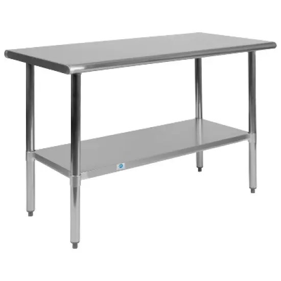 Flash Furniture Stainless Steel 18 Gauge Prep and Work Table with Undershelf - NSF Certified image {10}