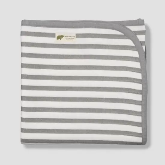 Layette by Monica + Andy Hospital Cuddle Box Blanket - Gray Stripes - 2pc image {1}