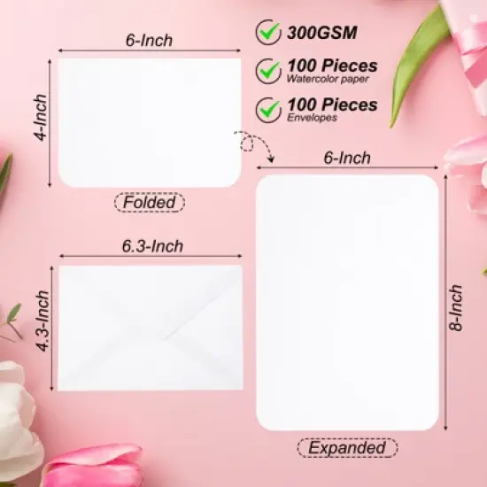 Unique Bargains Pure Cotton Watercolor Card Set with Envelopes image {1}