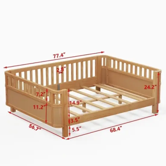 GDFStudio Betsy Modern Pine Wood Kids Platform Bed with Detachable Handrail image {3}