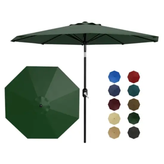 Patio Umbrella 9ft, Table Umbrella Outdoor Patio UV Protection with Crank Lift & Push Button Tilt, 8 Sturdy Ribs for Yard, Deck, Pool image {9}