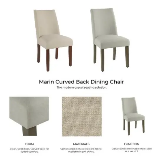 Marin Curved Back Dining Chair Stain Resistant Textured Linen - HomePop image {9}