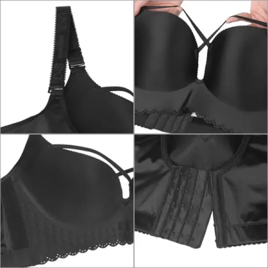 Agnes Orinda Women' s Plus Size Wireless Full Coverage 5 Hooks High Support Adjustable Straps Bralettes image {3}
