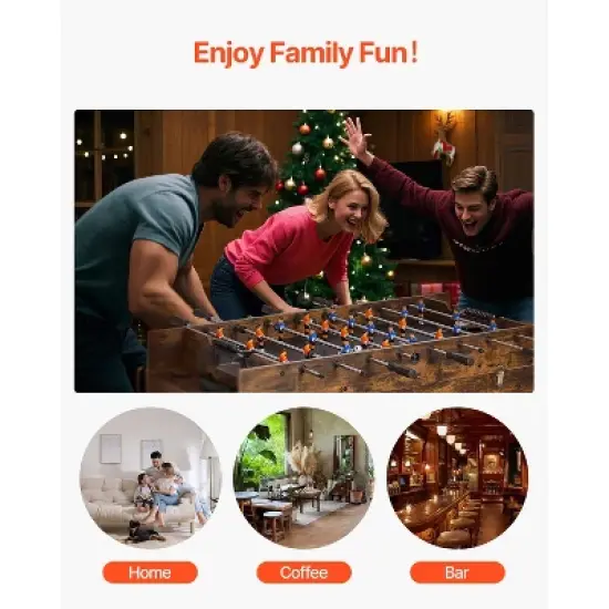 VEVOR 3-in-1 Combo Game Table Set, 54" Air Hockey Table, Multi Combination Table with Air Hockey, Ping Pong, Foosball, Pushers & Pucks, Brown image {6}