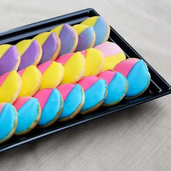 Smarty Had A Party 9" x 13" Black Rectangular Plastic Serving Trays - 24 pcs image {6}